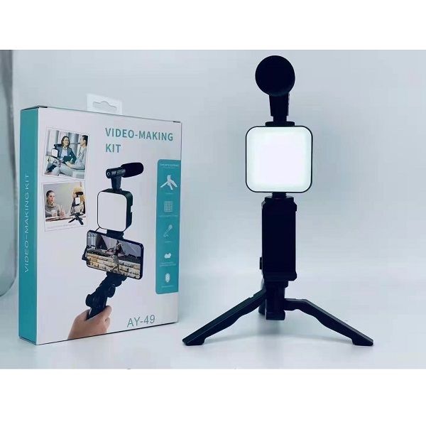 AY-49 Video Vlogger Kits With Microphone & LED Fill Light Mini Tripod - Image 2