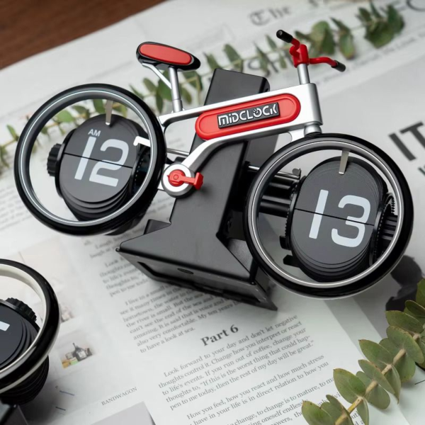 MidClock HY-F117 Unique Bicycle Vintage Flip Desk/Table Clock